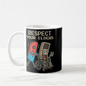 Respect Your Elders Retro Gaming Funny Gamer Contr コーヒーマグカップ (左)