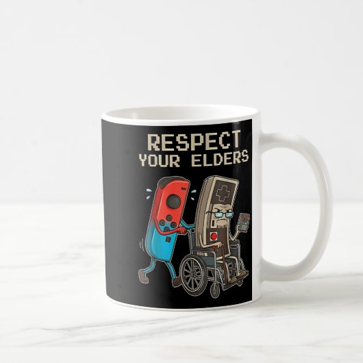 Respect Your Elders Retro Gaming Funny Gamer Contr コーヒーマグカップ (右)