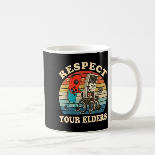Respect Your Elders Retro Gaming Funny Gamer Contr コーヒーマグカップ (右)