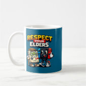 Respect Your Elders Retro Gaming Funny Gamer Contr コーヒーマグカップ (左)