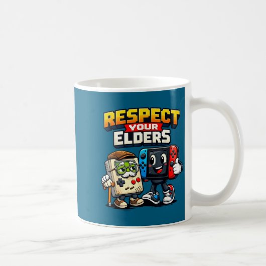 Respect Your Elders Retro Gaming Funny Gamer Contr コーヒーマグカップ (右)