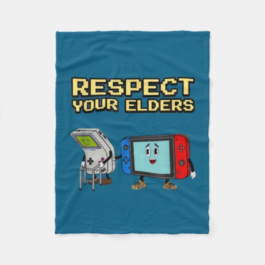 Respect Your Elders Retro Gaming Funny Gamer Contr フリースブランケット (正面)
