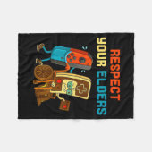 Respect Your Elders Retro Gaming Funny Gamer Contr フリースブランケット (正面(横))