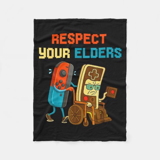 Respect Your Elders Retro Gaming Funny Gamer Contr フリースブランケット (正面)