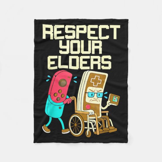 Respect Your Elders Retro Gaming Funny Gamer Contr フリースブランケット (正面)