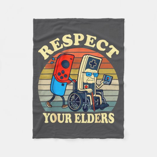 Respect Your Elders Retro Gaming Funny Gamer Contr フリースブランケット (正面)