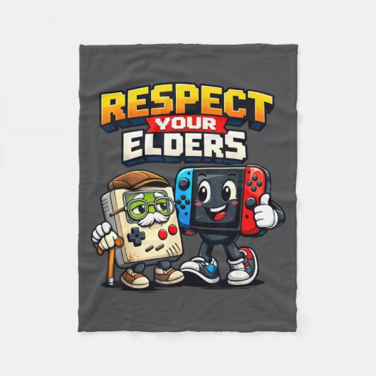 Respect Your Elders Retro Gaming Funny Gamer Contr フリースブランケット (正面)