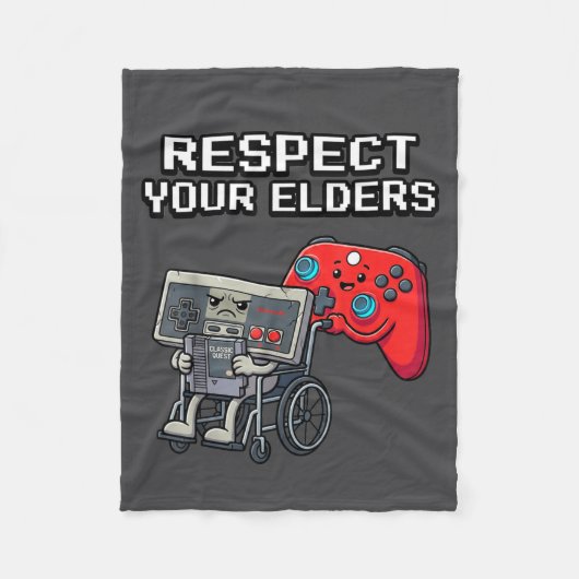 Respect Your Elders Retro Gaming Funny Gamer Contr フリースブランケット (正面)