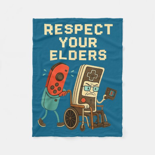 Respect Your Elders Retro Gaming Funny Gamer Contr フリースブランケット (正面)