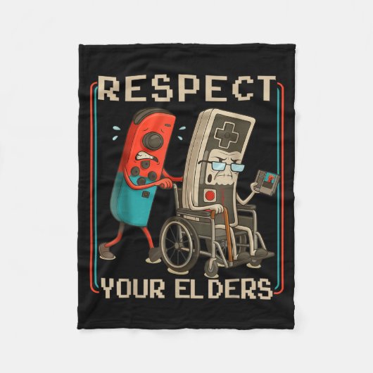 Respect Your Elders Retro Gaming Funny Gamer Contr フリースブランケット (正面)