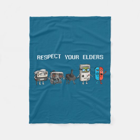 Respect Your Elders Retro Gaming Funny Gamer Contr フリースブランケット (正面)