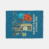 Respect Your Elders Retro Gaming Funny Gamer Contr フリースブランケット (正面(横))