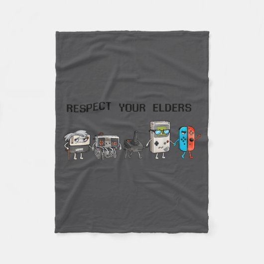 Respect Your Elders Retro Gaming Funny Gamer Contr フリースブランケット (正面)