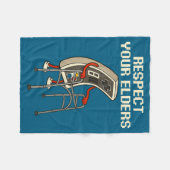 Respect Your Elders Retro Gaming Funny Gamer Contr フリースブランケット (正面(横))