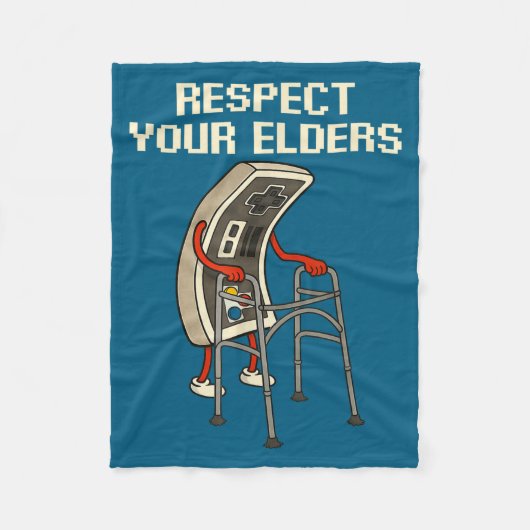 Respect Your Elders Retro Gaming Funny Gamer Contr フリースブランケット (正面)
