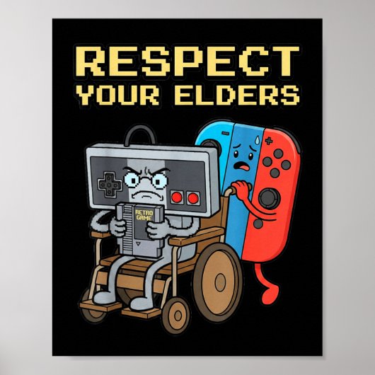 Respect Your Elders Retro Gaming Funny Gamer Contr ポスター (正面)