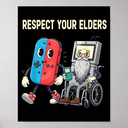 Respect Your Elders Retro Gaming Funny Gamer Contr ポスター (正面)