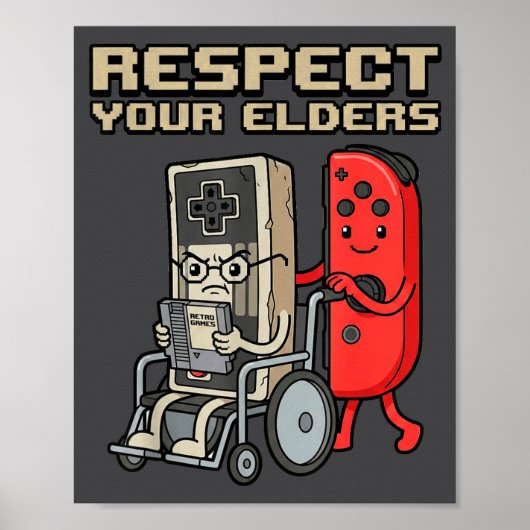 Respect Your Elders Retro Gaming Funny Gamer Contr ポスター (正面)