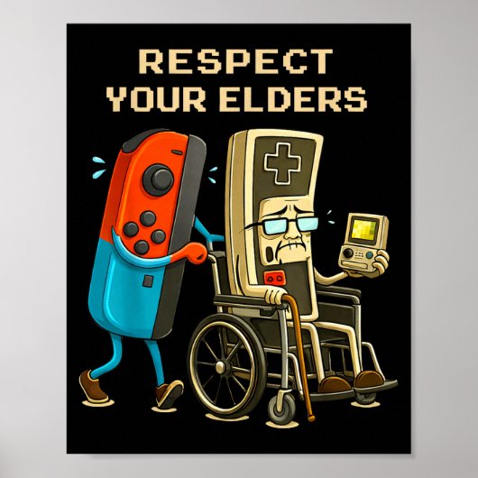 Respect Your Elders Retro Gaming Funny Gamer Contr ポスター (正面)