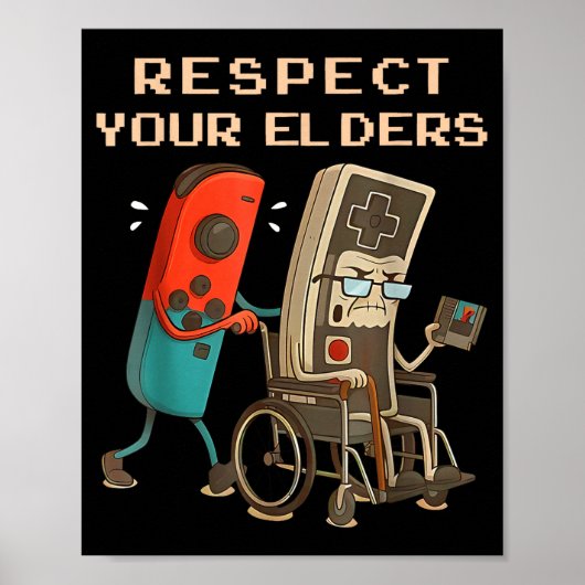 Respect Your Elders Retro Gaming Funny Gamer Contr ポスター (正面)