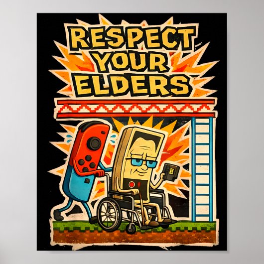 Respect Your Elders Retro Gaming Funny Gamer Contr ポスター (正面)