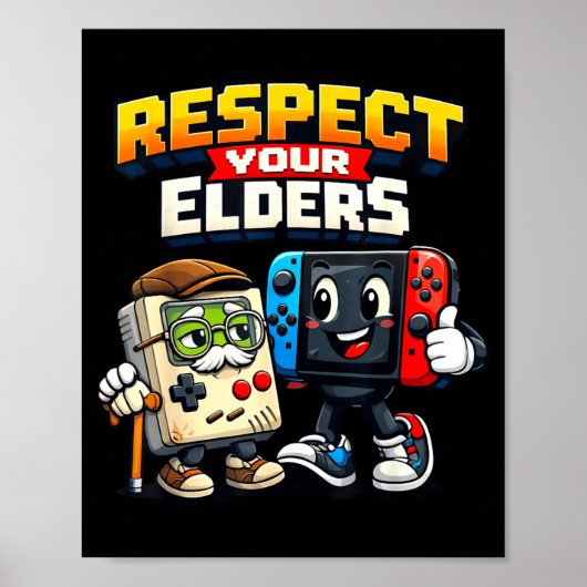 Respect Your Elders Retro Gaming Funny Gamer Contr ポスター (正面)