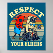Respect Your Elders Retro Gaming Funny Gamer Contr ポスター (正面)