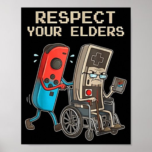 Respect Your Elders Retro Gaming Funny Gamer Contr ポスター (正面)