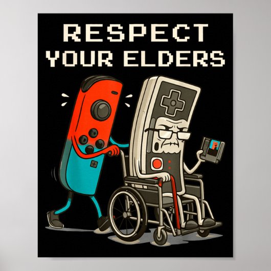 Respect Your Elders Retro Gaming Funny Gamer Contr ポスター (正面)