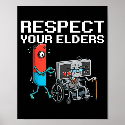 Respect Your Elders Retro Gaming Funny Gamer Contr ポスター (正面)