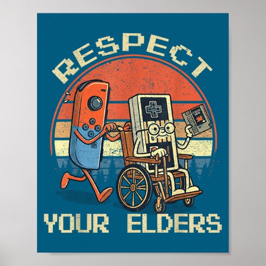 Respect Your Elders Retro Gaming Funny Gamer Contr ポスター (正面)