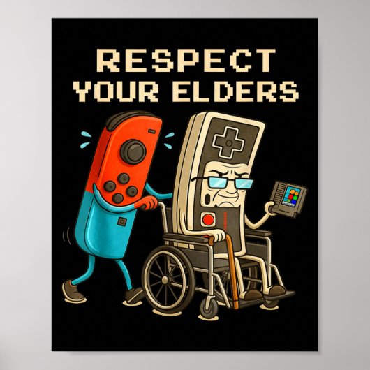 Respect Your Elders Retro Gaming Funny Gamer Contr ポスター (正面)