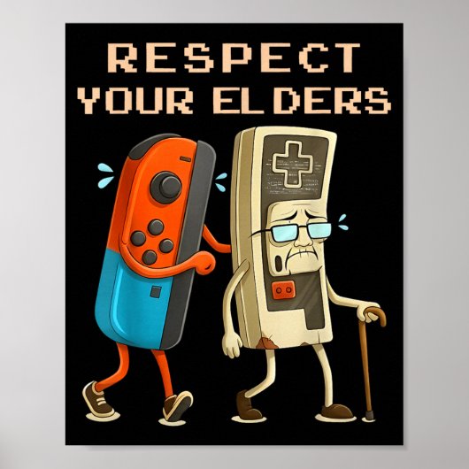 Respect Your Elders Retro Gaming Funny Gamer Contr ポスター (正面)