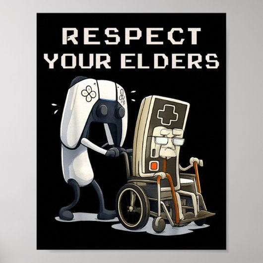 Respect Your Elders Retro Gaming Funny Gamer Contr ポスター (正面)