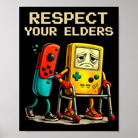 Respect Your Elders Retro Gaming Funny Gamer Contr ポスター (正面)
