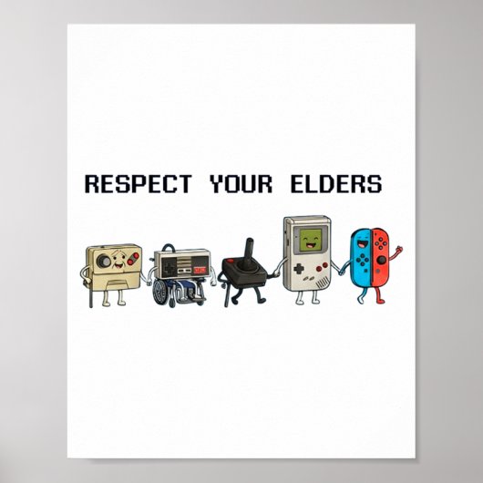 Respect Your Elders Retro Gaming Funny Gamer Contr ポスター (正面)