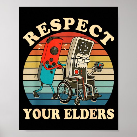 Respect Your Elders Retro Gaming Funny Gamer Contr ポスター (正面)