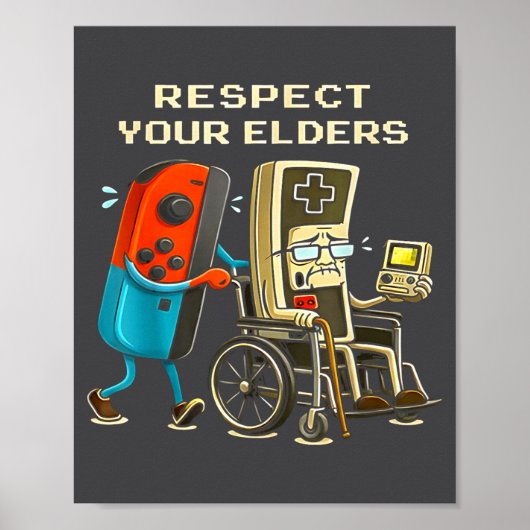 Respect Your Elders Retro Gaming Funny Gamer Contr ポスター (正面)