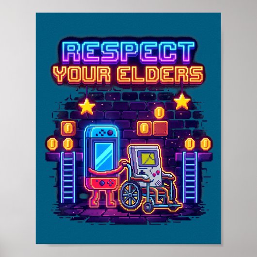 Respect Your Elders Retro Gaming Funny Gamer Contr ポスター (正面)