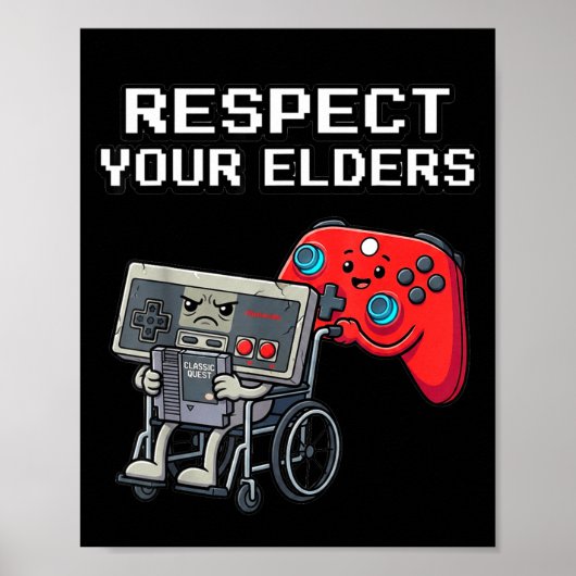 Respect Your Elders Retro Gaming Funny Gamer Contr ポスター (正面)