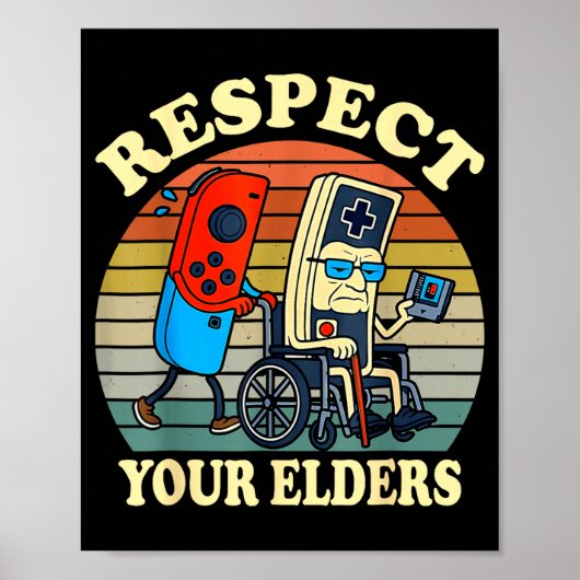 Respect Your Elders Retro Gaming Funny Gamer Contr ポスター (正面)