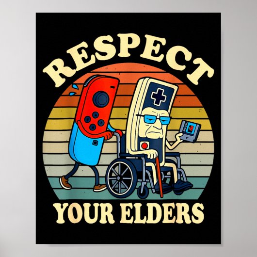 Respect Your Elders Retro Gaming Funny Gamer Contr ポスター (正面)