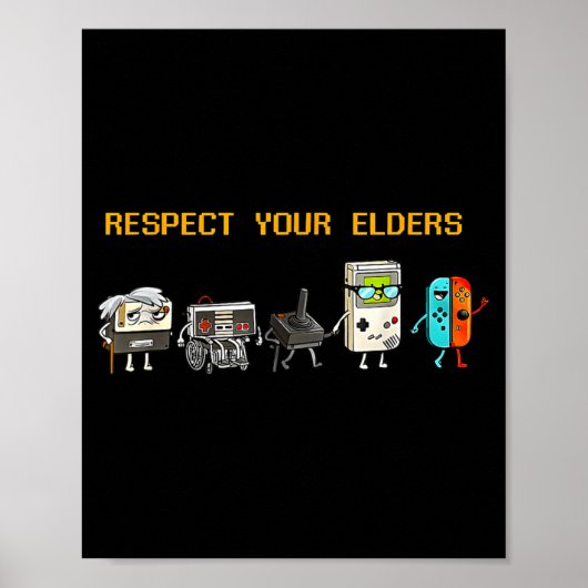 Respect Your Elders Retro Gaming Funny Gamer Contr ポスター (正面)