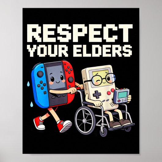 Respect Your Elders Retro Gaming Funny Gamer Contr ポスター (正面)