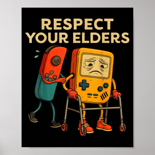 Respect Your Elders Retro Gaming Funny Gamer Contr ポスター (正面)