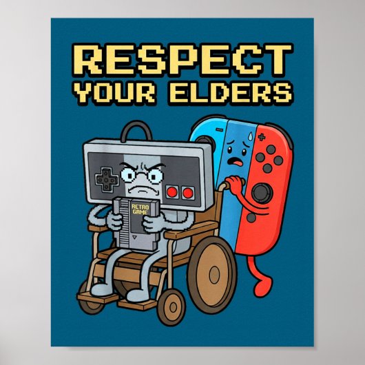 Respect Your Elders Retro Gaming Funny Gamer Contr ポスター (正面)