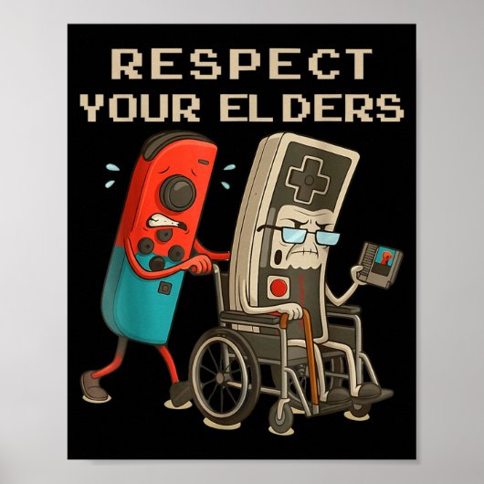 Respect Your Elders Retro Gaming Funny Gamer Contr ポスター (正面)