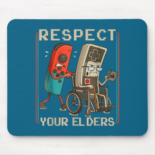 Respect Your Elders Retro Gaming Funny Gamer Contr マウスパッド (正面)