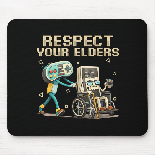 Respect Your Elders Retro Gaming Funny Gamer Contr マウスパッド (正面)