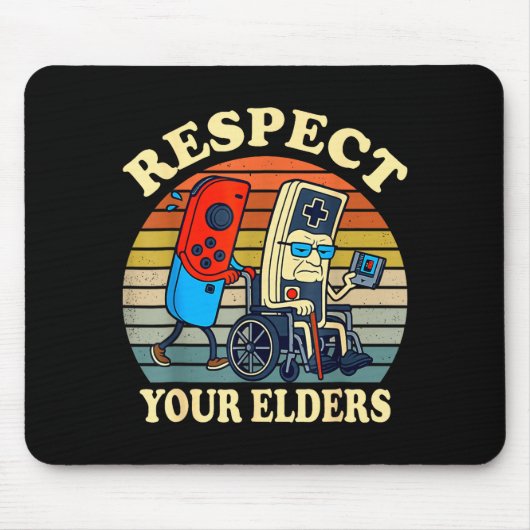 Respect Your Elders Retro Gaming Funny Gamer Contr マウスパッド (正面)